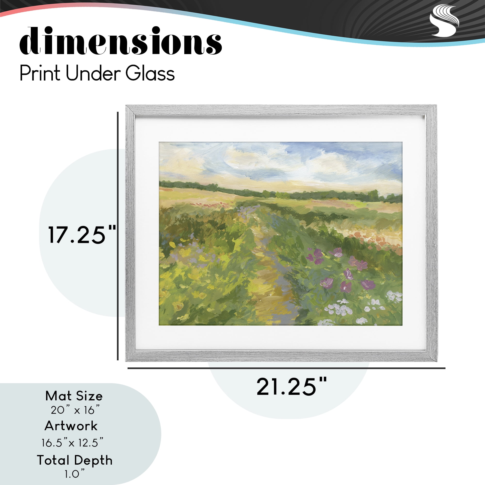 Stupell Industries Windswept Flower Field Gray Framed Print Under Glass, design by Victoria Barnes