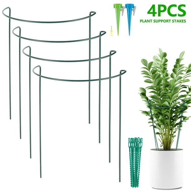 HOTBEST 4Pack Plant Support Stakes, Metal Garden Plant Stake, Outdoor