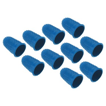 Uxcell Rubber Finger Tips Silicone Thumb Fingertip Protector Covers Guard Pads Thimble Grips Blue Medium Size 10 Pack