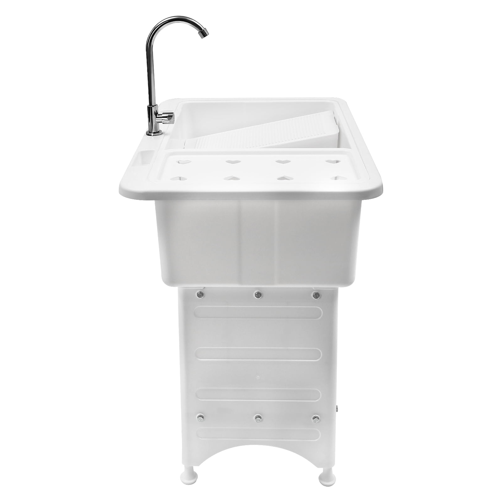 Freestanding Plastic Laundry Sink with Washboard PP 29.06gal Indoor and Outdoor Utility Sink Laundry Tub for Laundry Room Bathrooms Utility Rooms Garages 32.28*22.44*9.84in