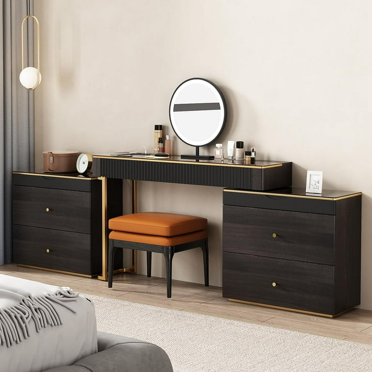 modern bedroom tv unit with dressing table Master Bedroom Dressing Table & TV Unit This bespoke multifunctional unit  seamlessly combines a dressing table, chest of drawers, and TV unitmaximizing  space while offering stylish, cohesive joinery. Finished in Truffle-stained  Oak,
