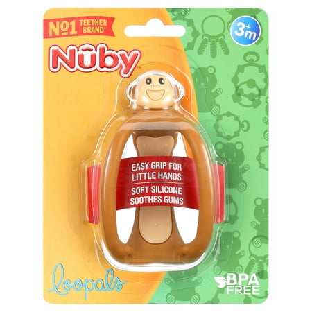 Nuby Loopals Silicone Teether, Brown Monkey Character