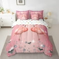 thumbnail image 2 of Flamingo Bed in a Bag Queen Comforter Set 7 Piece,Pink Sequin Fluid Art Bedding Set,Crystal Diamond Comforter and Sheet Set Woodland Animals Bed Set,Tropical Coastal Cute Room Decor, 2 of 5
