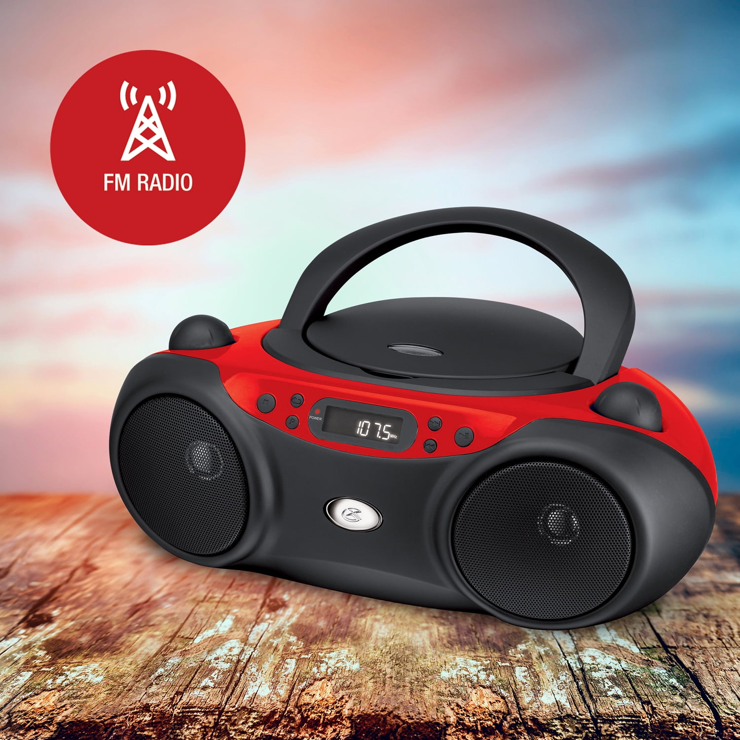 GPX Sporty CD/Radio Boom Box, Red and Black, BC232R