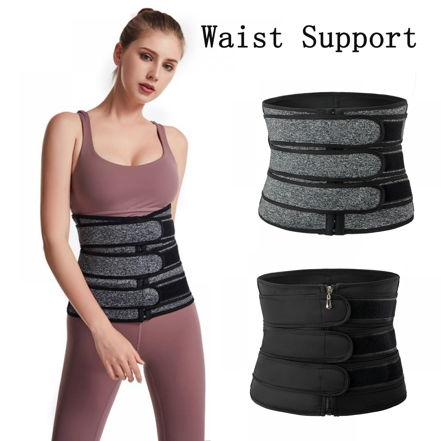 Waist Trimmer Belt Black Adjustable Flexible Stretchy Fabric Waist Trimmer Easy 
