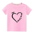 thumbnail image 1 of Penkiiy Haut à Manches Courtes Imprimé Cœur pour Enfants Garçons Filles, Col Rond, Couleur Unie, 4-5 Ans, Rose, 1 of 6