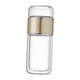 thumbnail image 5 of Botella infusora de té de vidrio, vaso para té, taza con doble pared para separar té y agua. Dorado champagne, 5 of 9