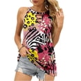 thumbnail image 4 of Moda mujer Casual sin mangas cuello redondo impreso chaleco señoras Tops ahueca hacia fuera la blusa Pompotops  lopia992015, 4 of 8