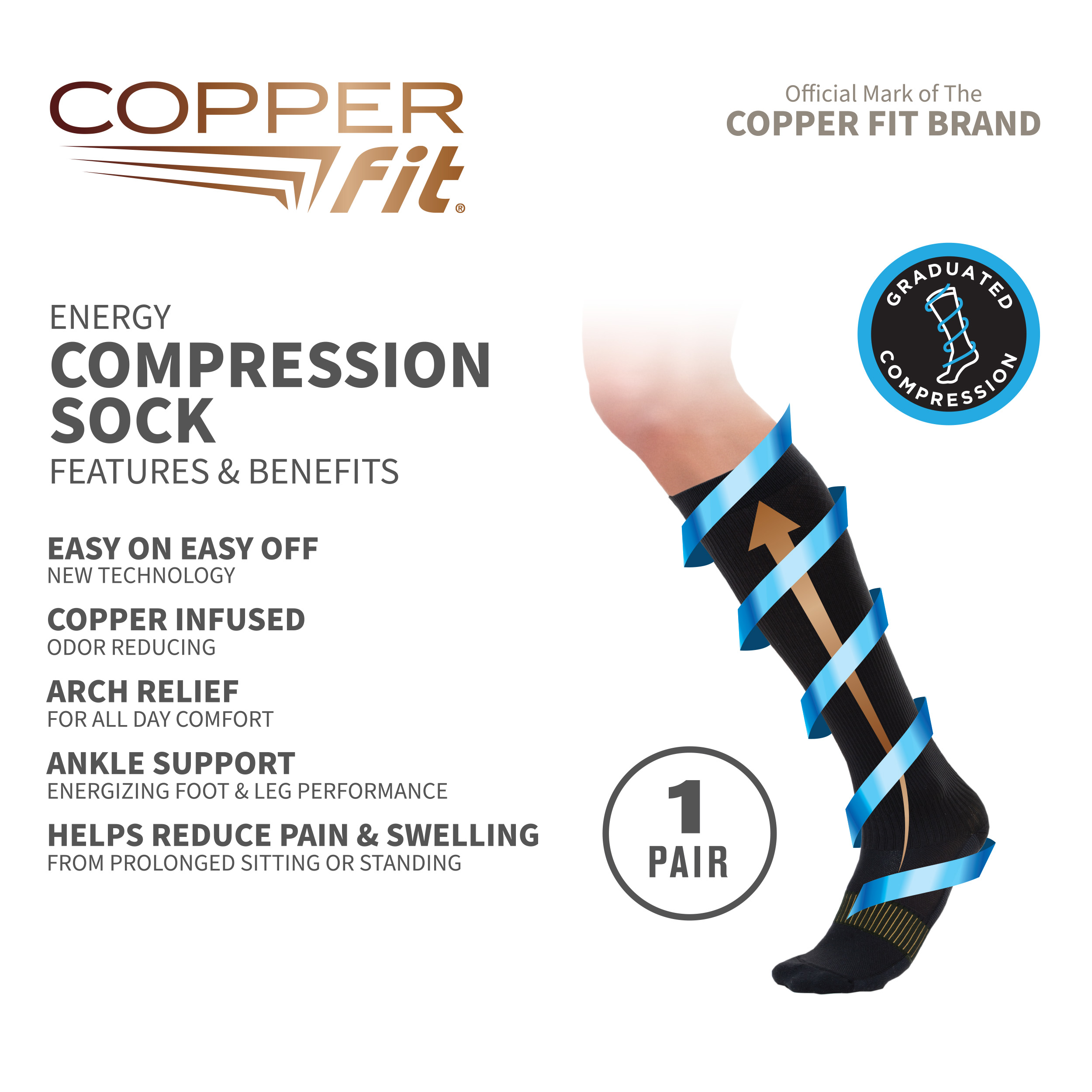 Copper Fit Energy Compression Socks, Unisex photo 6