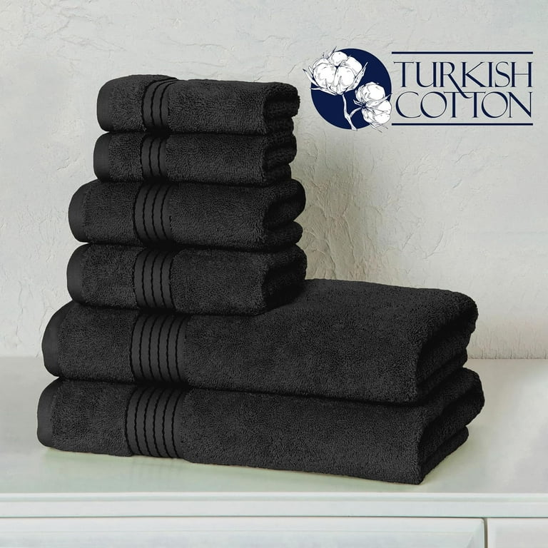 Clearance Cotton 6-Piece Towel Set, Includes 2 Washcloths, 2 Hand Towels and 2 Bath Towels, 100% Turkish Cotton - Highly Absorbent and Super Soft