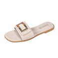 thumbnail image 4 of Eltusu Women Flat Slide Sandals, PU Casual Slip On Open Toe Summer Shoes Beige Size 9, 4 of 5