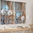thumbnail image 3 of Blue Farmhouse Flower Kitchen Curtains Wooden Barn Plank Small Short Cafe Window Curtains Rustic Butterfly Country Spring Farm Bathroom Drapes Treatment Tier Curtains 2 Panels (27.5x39 Inch), 3 of 6