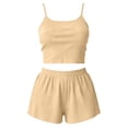 thumbnail image 5 of LIZUOJUN Pajamas For Women Set Camisole Tops 2 Piece Sleepwear Summer Shorts Solid Color Ribbed Knit Soft Stretchy Breathable Lightweight Loungewear Home Pajamas - L, 5 of 5