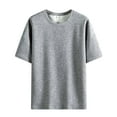 thumbnail image 4 of MIXUE Mens T-Shirts Solid Color Round Neck Short Sleeve Jacquard Soft Comfortable Breathable Casual Loose Trendy Business Sports Pullover Tops Tshirts Holiday Wear,Gray,XXXL, 4 of 6