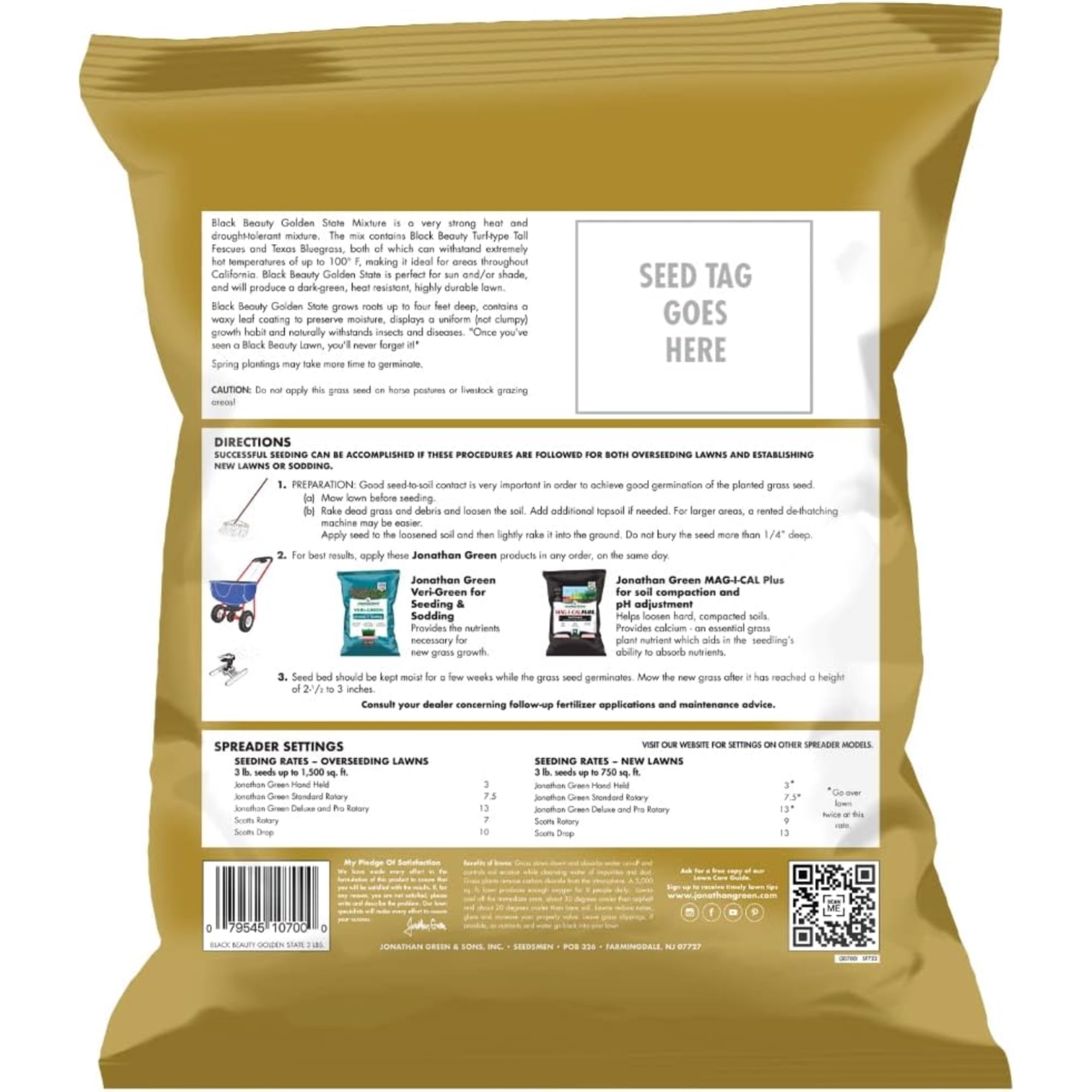 Jonathan Green Black Beauty Golden State California Cool Season Grass Seed, 3lb