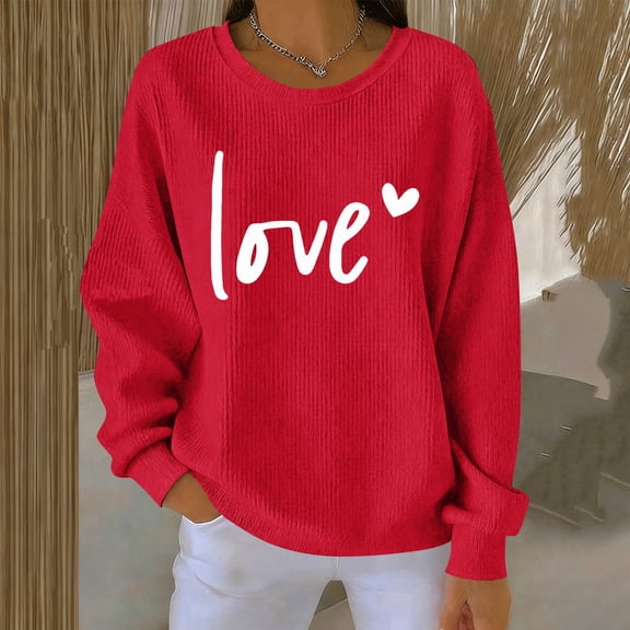 Goodtrade8 Pullover Shirts for Women Long Sleeved Gifts for Women Sweatshirts Valentines Heart Love Trendy Cute Womens Tops Graphic