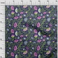 thumbnail image 2 of oneOone Georgette Viscose Purple Fabric Leaves & Flower Floral Quilting Supplies Print Sewing Fabric By The Yard 42 Inch Wide, 2 of 4