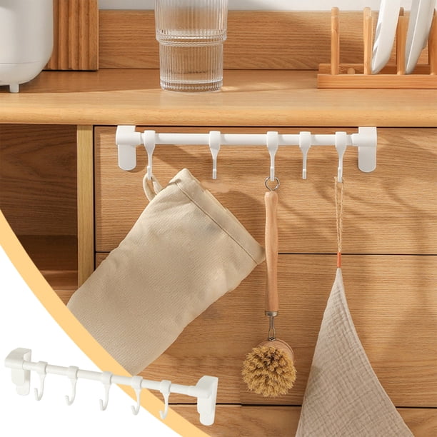 Gancho de cocina montado en la pared sin barra de colgar taladro | Organizador de aluminio para utensilios ollas sartenes espátulas cucharas | Almacenamiento móvil ajustable que ahorra espacio