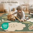 thumbnail image 4 of ODIKA 4'x6' Olive Green Cream Floral Elegance Washable Area Rug Vintage Botanical Pattern with Graceful Blooms Stain Resistant, Low Pile, Easy Care for Dorm Room, Small Living, 4 of 7