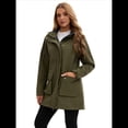 thumbnail image 4 of Chaquetas Softshell Impermeables para Mujer, Abrigos Cálidos con Forro y Capucha, Chaqueta Impermeable Larga. Verde XL, 4 of 10