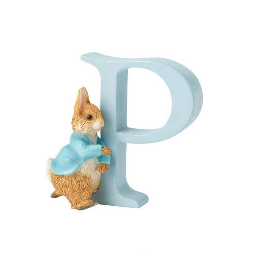 enesco beatrix potter alphabet letter p running peter rabbit