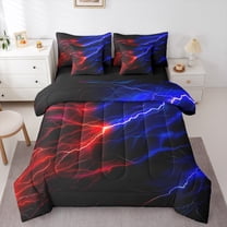Feelyou Mysitc Lightning Bedding Comforter Set 7 Pieces for Teens, Red Blue Tornado Storm Full Bedding Set, Natural Weather Reversible Fitted Sheet Flat Sheet, Luxury Bedroom Decor