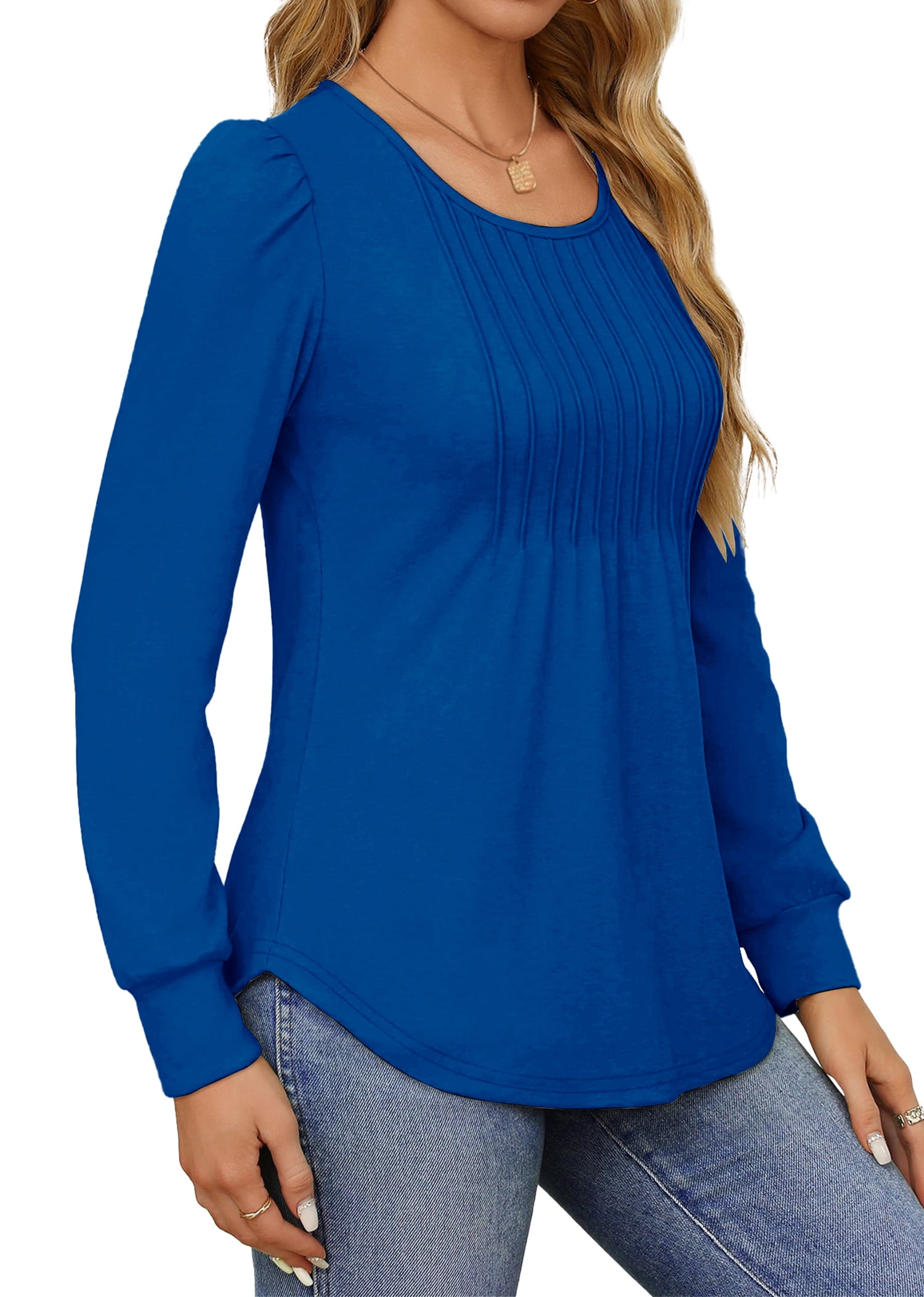 Fantaslook Pleated Blouses for Women Dressy Casual Long Sleeve Shirts Fall Tunic Tops