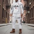 thumbnail image 2 of IWRICH USA Flag Sweatsuit for Men Plus Size Long Sleeve Hoodies Elastic Waist Drawstring Sweatpants 2 Piece Workout Tracksuits White XL, 2 of 5