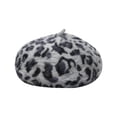 thumbnail image 2 of Awdenio Beret Hats Women's Fashion Casual Plush Printed Leopard Print Warm Dome Beret Hat, 2 of 3
