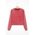 thumbnail image 4 of I AM A FASHION JUNKY Racing Red Mineral Wash Raglan Sleeve Raw Hem Crop Sweatshirt (RacingRed, XL, 85%Cotton+15%Polyester), 4 of 8