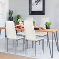 thumbnail image 2 of Modern White PU Leather Dining Chair Set of 4 – Upholstered Kitchen Chairs with Comfortable Cushion & Sturdy Metal Legs for Dining Room or Home, 2 of 9