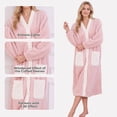 thumbnail image 5 of HEARTNICE Womens Plush Robe, Lightweight Fluffy Bathrobe Button Warm Loungewear,(Black+Dark Grey,2XL-3XL), 5 of 6