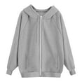 thumbnail image 5 of Womens Zip Up Hoodies Oversized Sweatshirts Fall School Fashion Outfits Casual Jackets 2025 Winter Clothes Gray S, 5 of 5