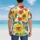 thumbnail image 4 of Balery Sunflower Cornflower Poppy Camisas hawaianas de manga corta para hombre, camisas playeras de corte holgado, camisas de vacaciones con botones,Small, 4 of 7