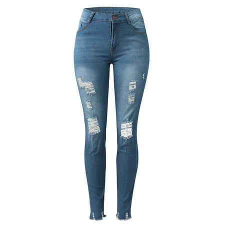 nsendm Female Pants Adult Denim Look Leggings Winter High Waist Jeans  Women's Flesh Slim Slim Student Versatile Leggings No Riders Inseam(Grey,  XL) 