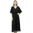 thumbnail image 1 of Bimba Robe Kaftan à Franges pour Femme, Manches Kimono, Longue Maxi, Couvre-Maillot, 1 of 9