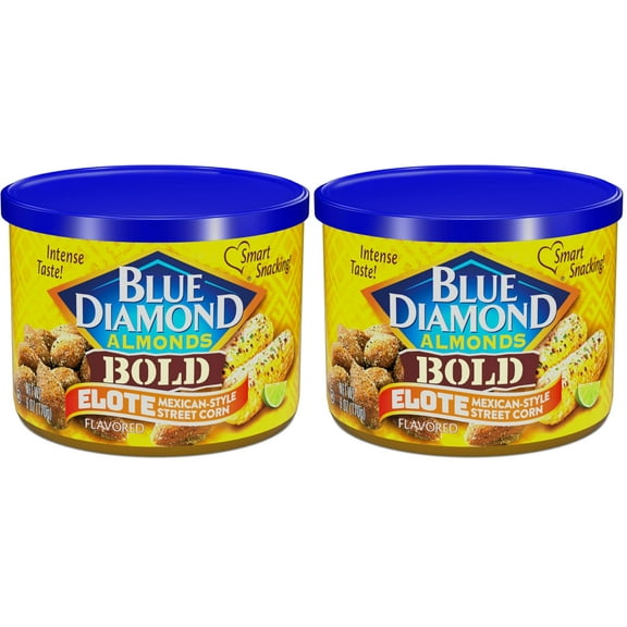 6 x - Blue Diamond Almonds, BOLD Elote Mexican Street Corn Flavored Snack Nuts, 6 Ounce Can (Pack of 2)