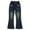 Navy-24, variant on Ahdbta Girls Denim Pants Cute Bowknot Decor Elastic Waist Flare Jeans Trendy High Low Hem Vintage Stretch Jeans with Pockets