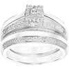 1/5 Carat T.W. Square Shape Diamond & Sterling Silver Bridal Set