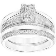1/5 Carat T.W. Diamond Princess Shape Sterling Silver Bridal Set