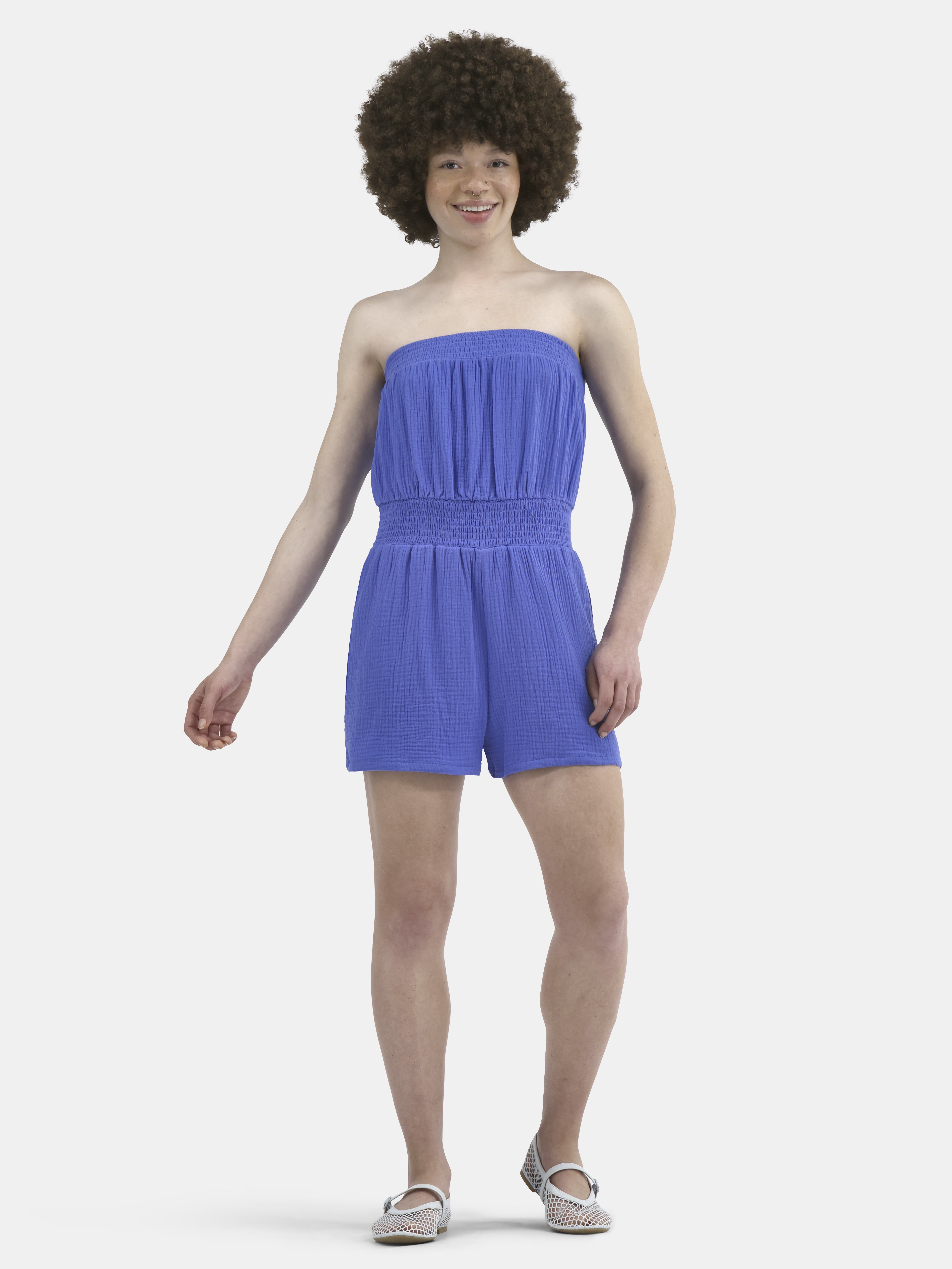 No Boundaries Smocked Waist Romper, Women's