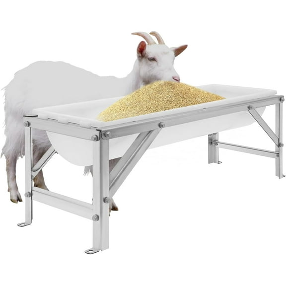Livestock Feed Trough, Stainless Steel Long Large Capacity Horse Feeder Water Trough with Stand for Calves, Goats, Sheep, Horses