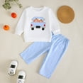 thumbnail image 2 of Jkety Newborn Halloween Outfit Boy Toddler Baby Boy Fall Clothes Embroidery Shirt Top Elastic Waist Plaid Pants Set Trendy 2 Piece Outfit White,3-4 Years, 2 of 6
