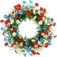 thumbnail image 2 of Couronnes Patriotiques de 20 Pouces pour Porte d'Entrée Couronne du 4 Juillet Couronne de la Fête de l'Indépendance avec Fleurs de Tulipes Rouges Blanches et Bleues pour Fenêtre Mur Porche avant Drapeau Commémoratif Jour 250e Anniversaire Décoration USA, 2 of 9