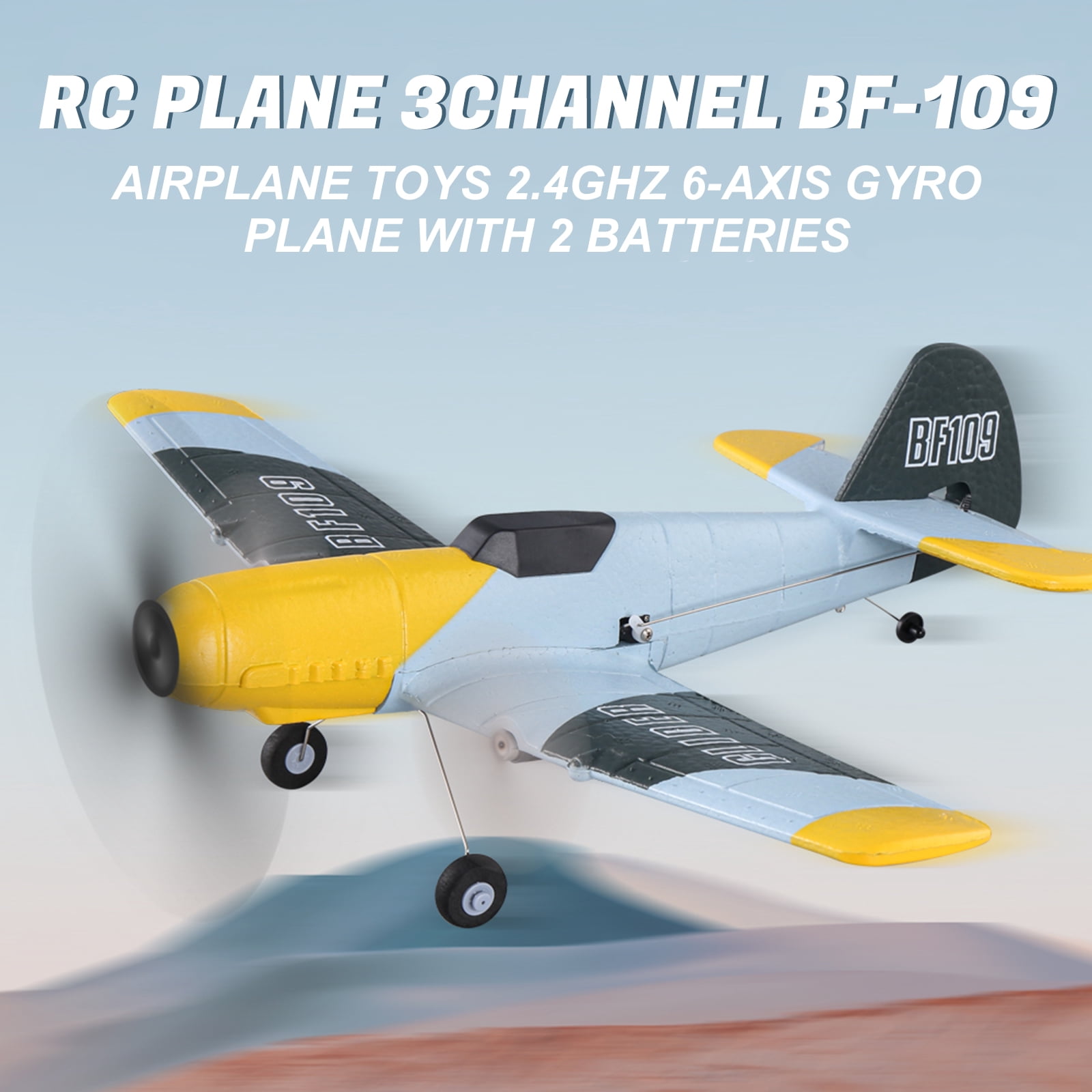 RC Plane 3Channel BF-109 Airplane Toys 2.4GHZ 6-Axis Gyro Plane With 2 Batteries