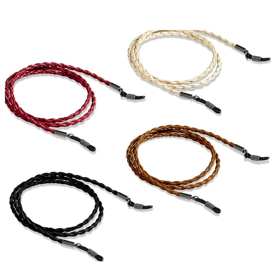 TELOLY 4 Pack Eyeglasses Holder Strap Cord, Eyeglass Retainer, PREMIUM LEATHER Eyeglasses String Holder Chain Necklace, Glasses Cord Lanyard (4 Colors)