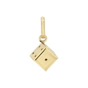 14k Yellow Gold, Mini Rolling Dice Pendant Hollow Charm 8mm NO Necklace