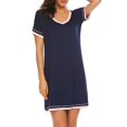 thumbnail image 4 of EIMELI Chemise de Nuit pour Femmes Pyjama en Coton - Femme Manches Courtes Col Rond Robe de Nuit, 4 of 6