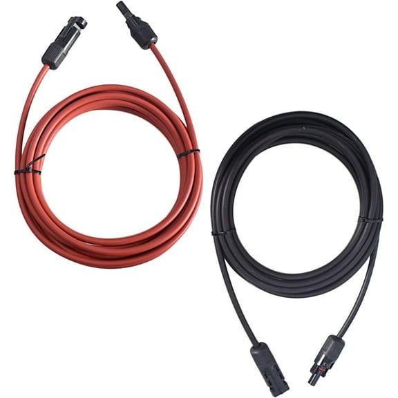 waltyotur 1 Pair 10 Ft Solar Panel Extension Cable Wire Connector 12 AWG Wire Male Female Plug Red and Black