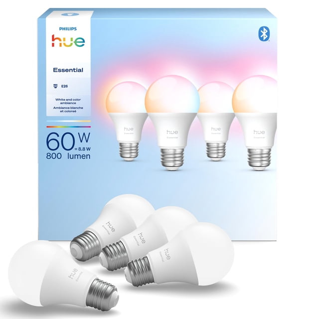 Bombilla LED inteligente Philips Hue Essential A19 8.8 W, paquete de 4